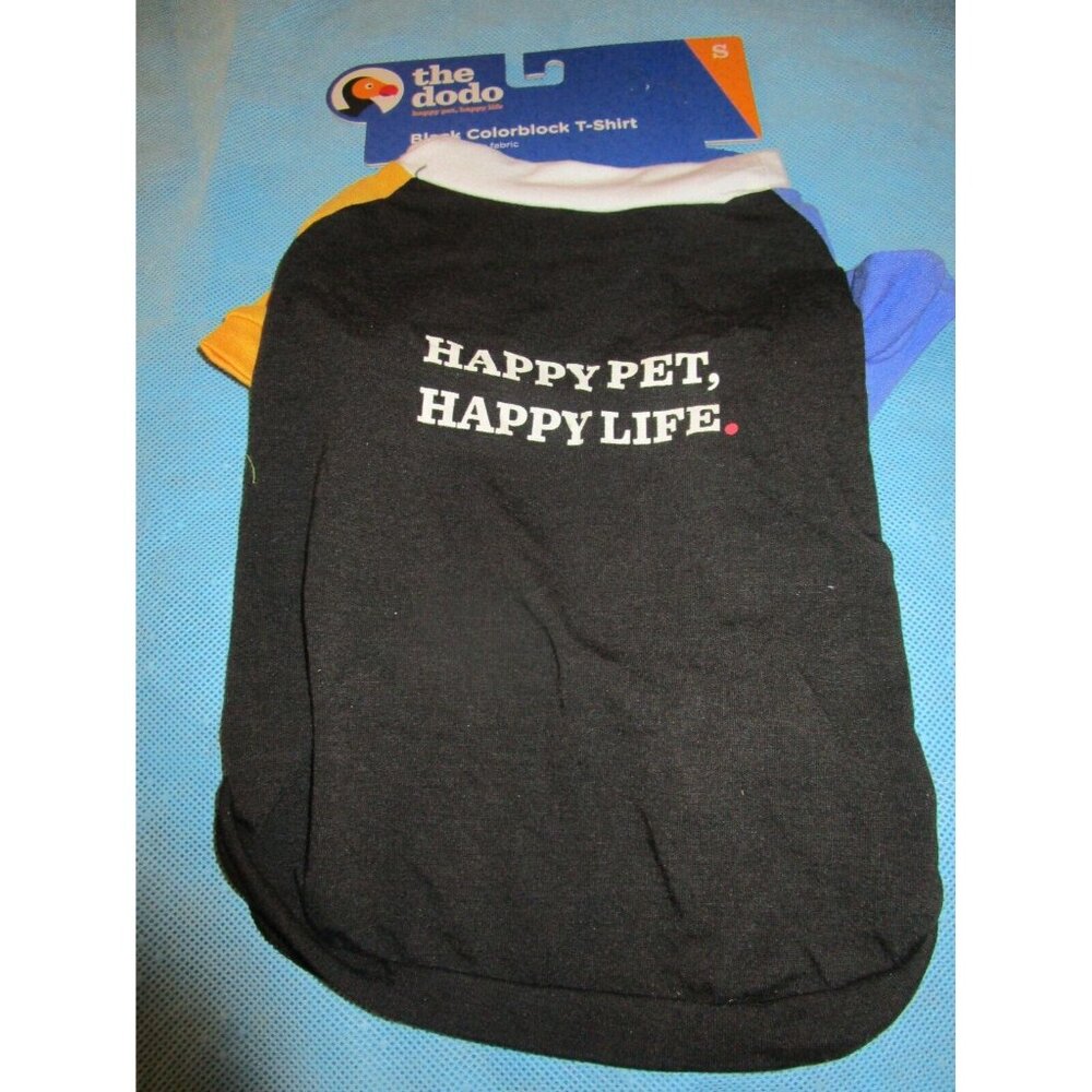 The Dodo Black Colorblock T-shirt for Dogs Happy Pet Happy Life Size Small